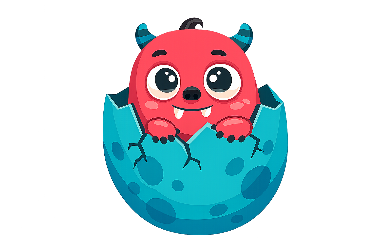 Hatchling Mogu peeking out of its egg