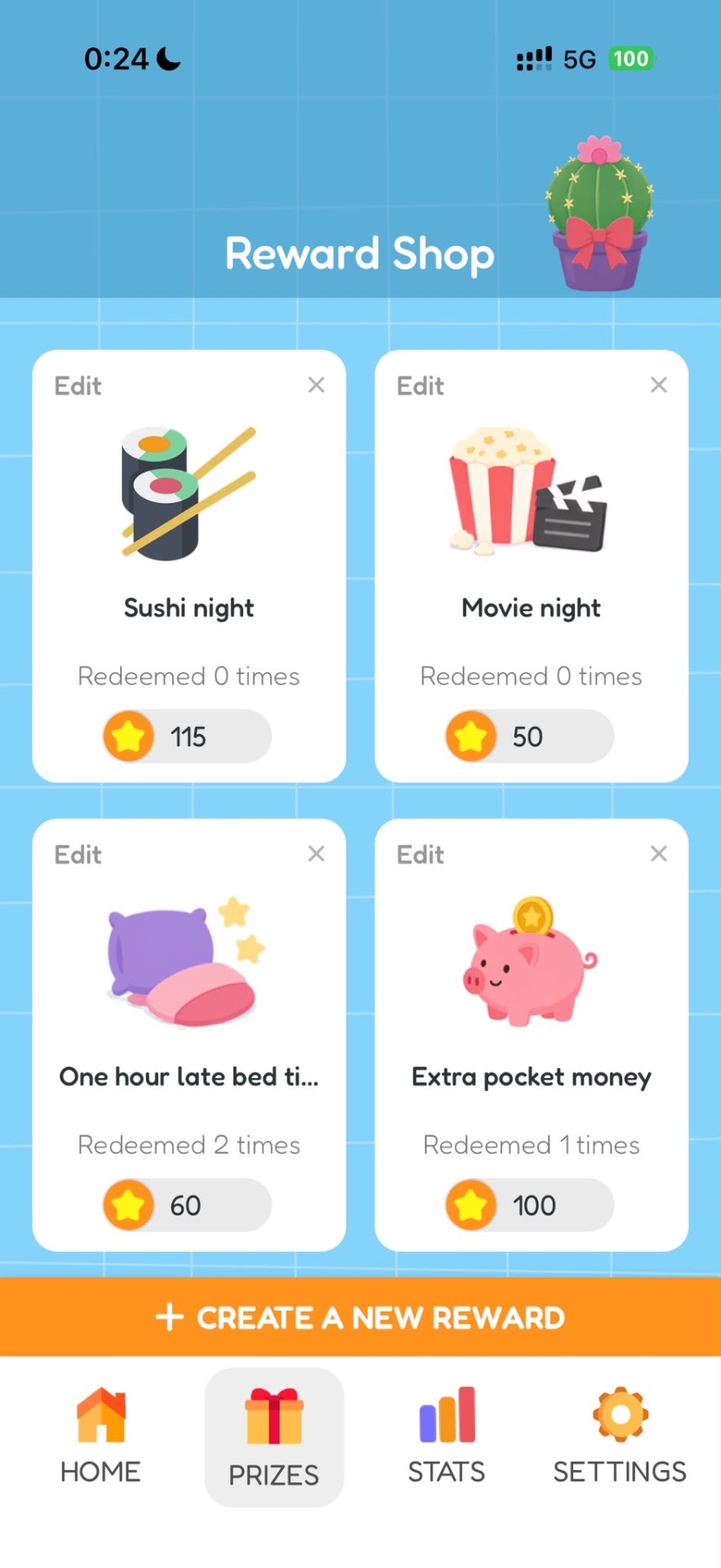 Reward shop screen